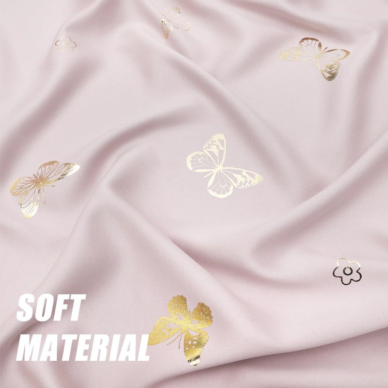 Jubilantex Pink and Gold Butterfly Blackout Curtains 84" Length for Baby Girls Nursery Bedroom and Living Room,80% Blackout Window Treatment,Grommet Top,2 Panels,Lavender Pink - Image 3